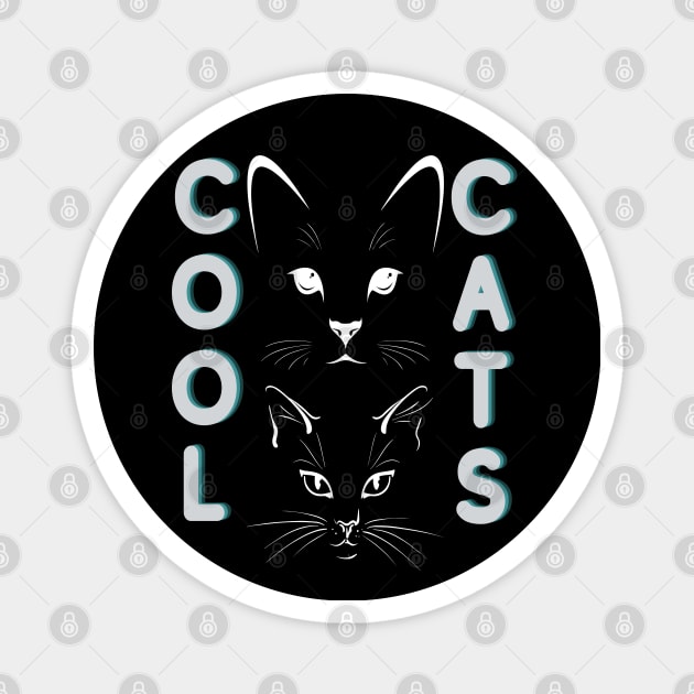 Cool cats on white Magnet by The Blue Feline